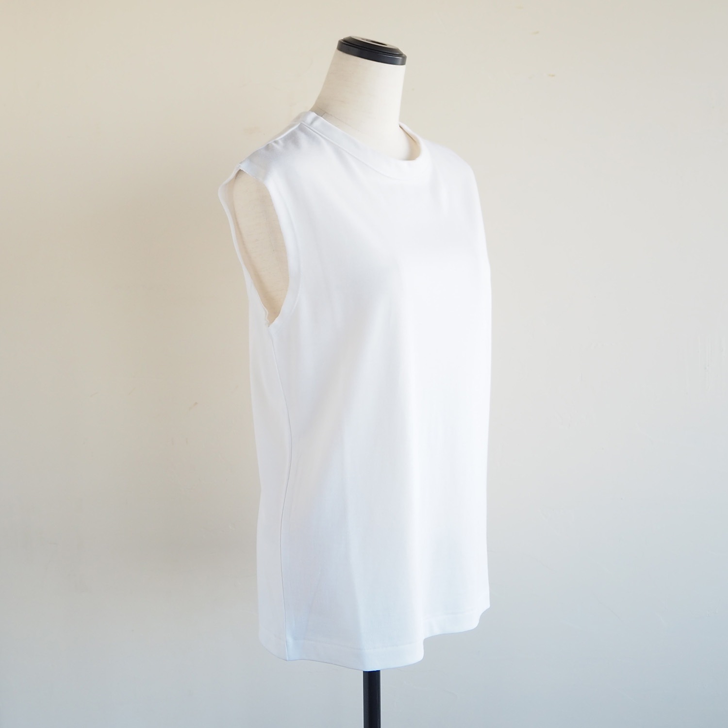 NEPLA. WOMENS SLEEVE LESS-T ネプラ ウィメンズ ノースリーブＴシャツ コットン×シルク ホワイト