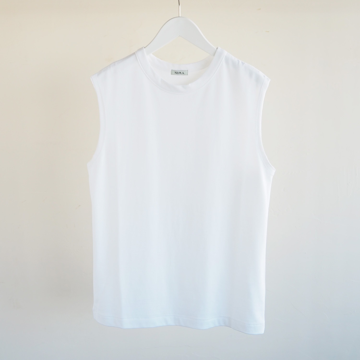 NEPLA. WOMENS SLEEVE LESS-T ネプラ ウィメンズ ノースリーブＴシャツ コットン×シルク ホワイト