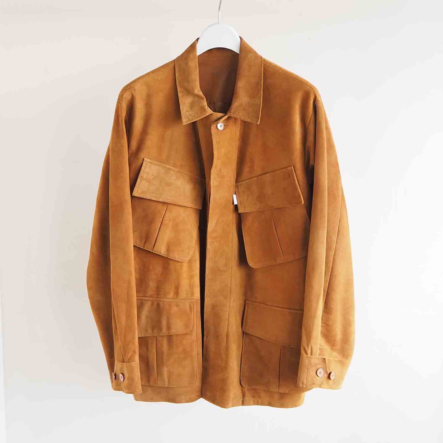 SH エスエイチ FATIGUE SHIRT (SHEEP SUEDE) ファティーグシャツ シープスエード素材 キャメル