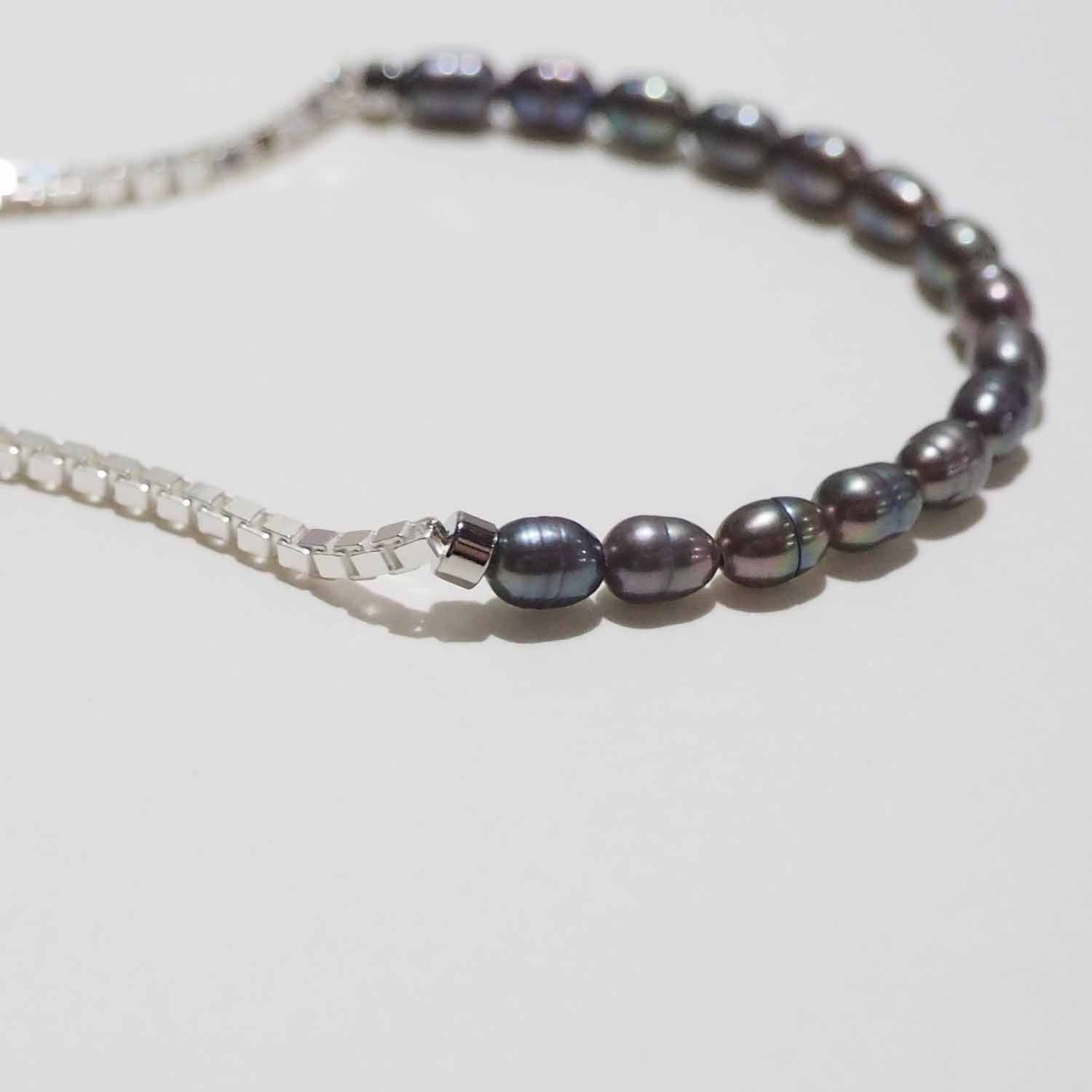 ERA. イーラ TWNKL PAS BRACELET パールシルバーコンビブレスレット BLACK ブラック