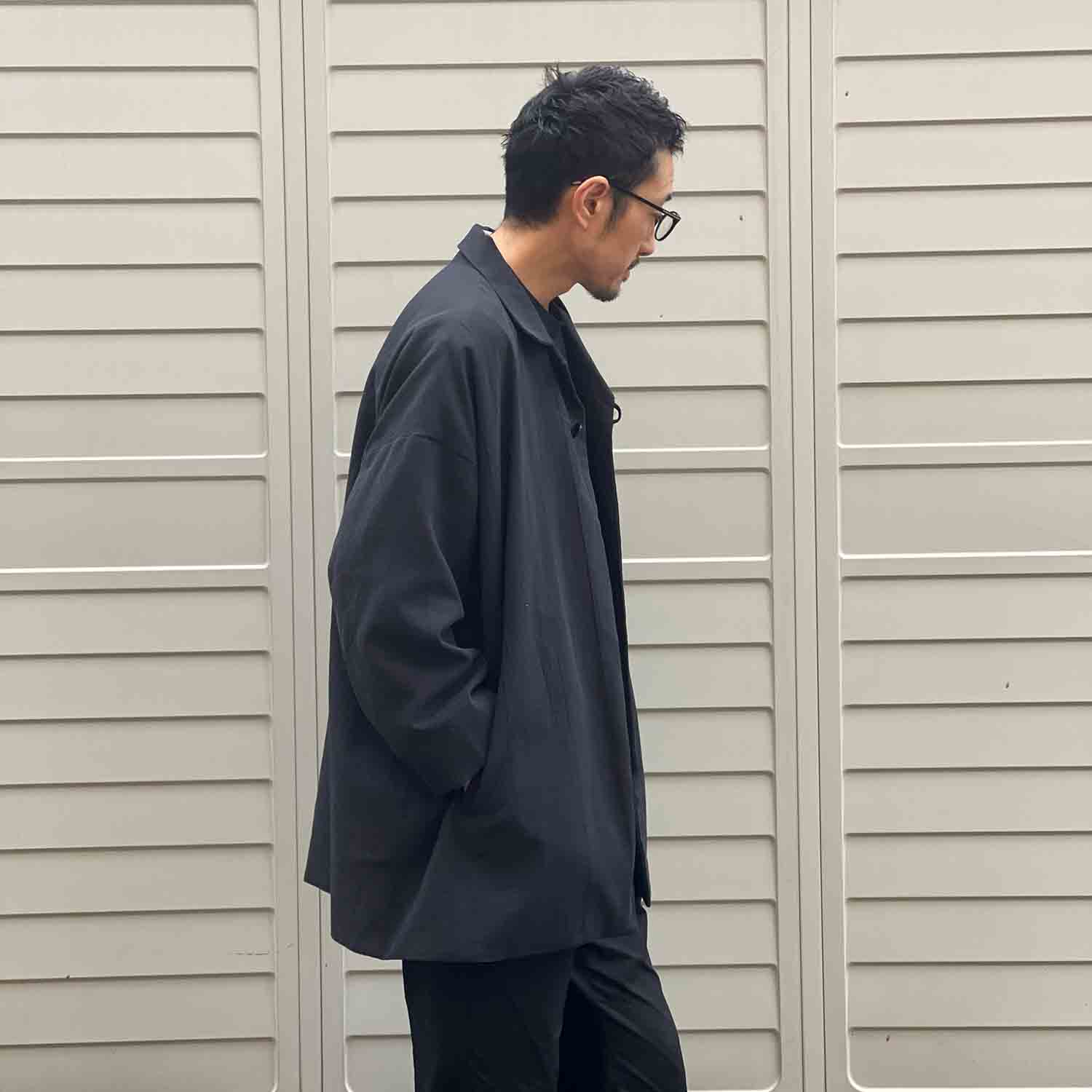 THING FABRICS シングファブリックス TF Scraped Off Half Coat(FRESCA Broad for Towel loom) Black ブラック