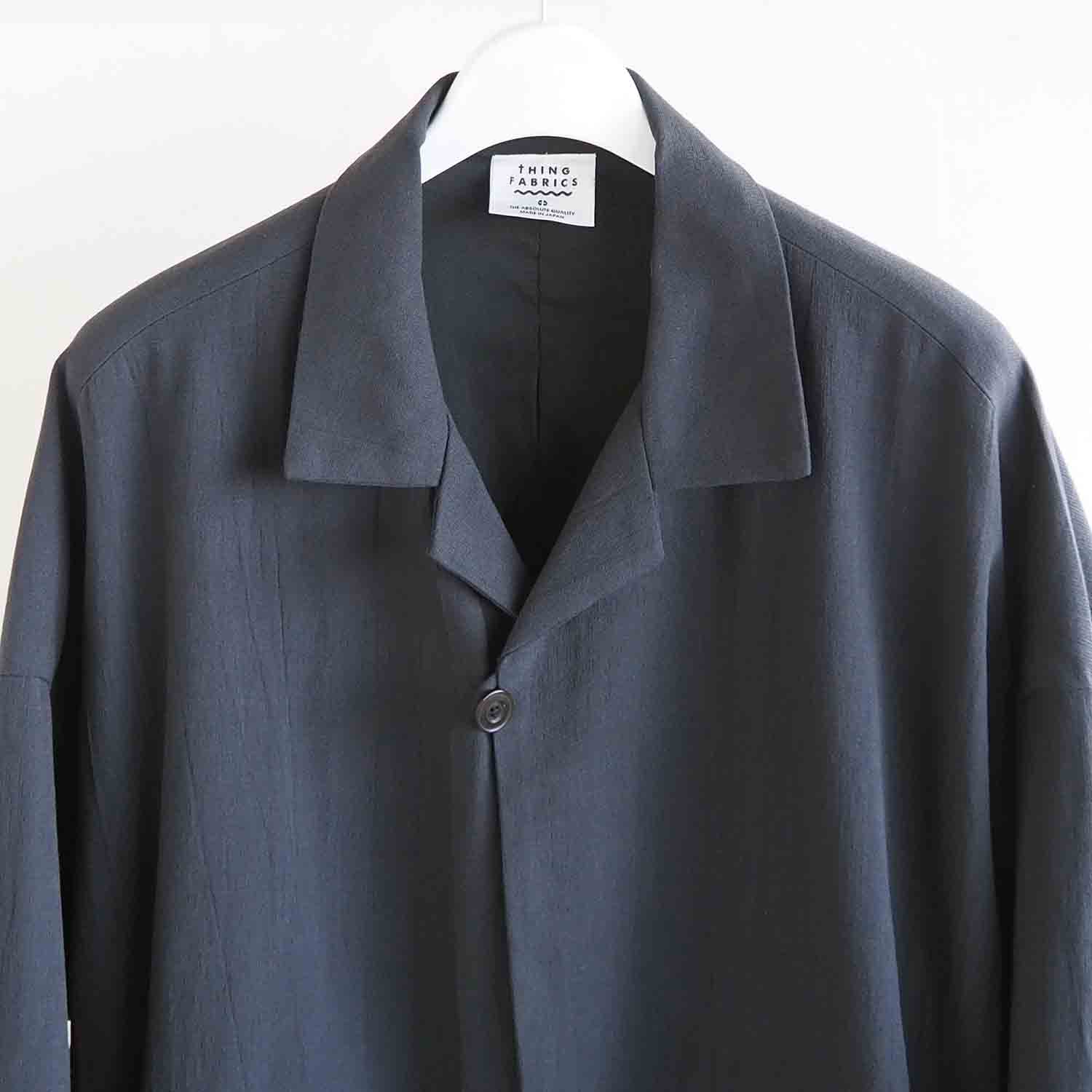 THING FABRICS シングファブリックス TF Scraped Off Half Coat(FRESCA Broad for Towel loom) Black ブラック