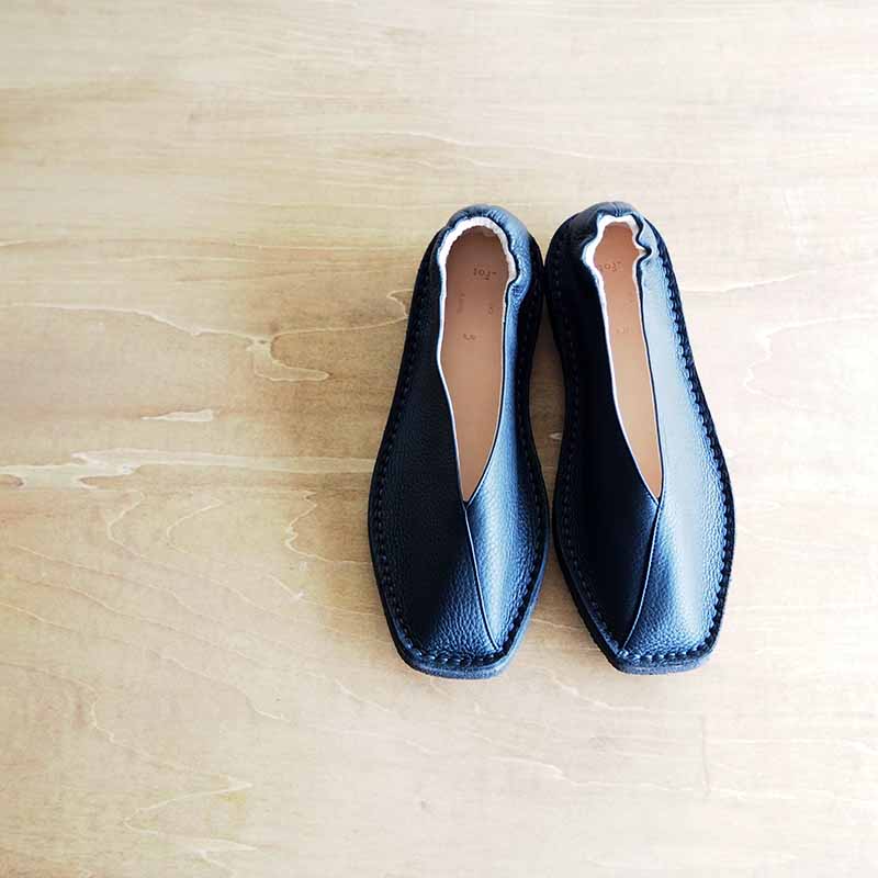 _Fot フォート square shrink crepe シュリンクレザーフラット