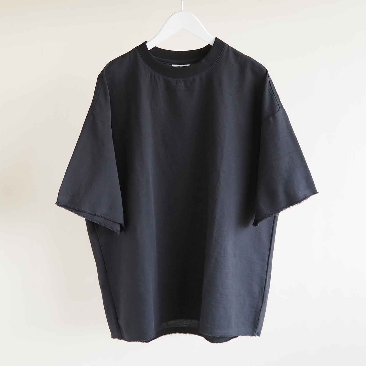 THING FABRICS シングファブリックス TF T- shirt (FRESCA Broad for Towel loom) オーバーシルエットハーフスリーブTシャツ ブラック