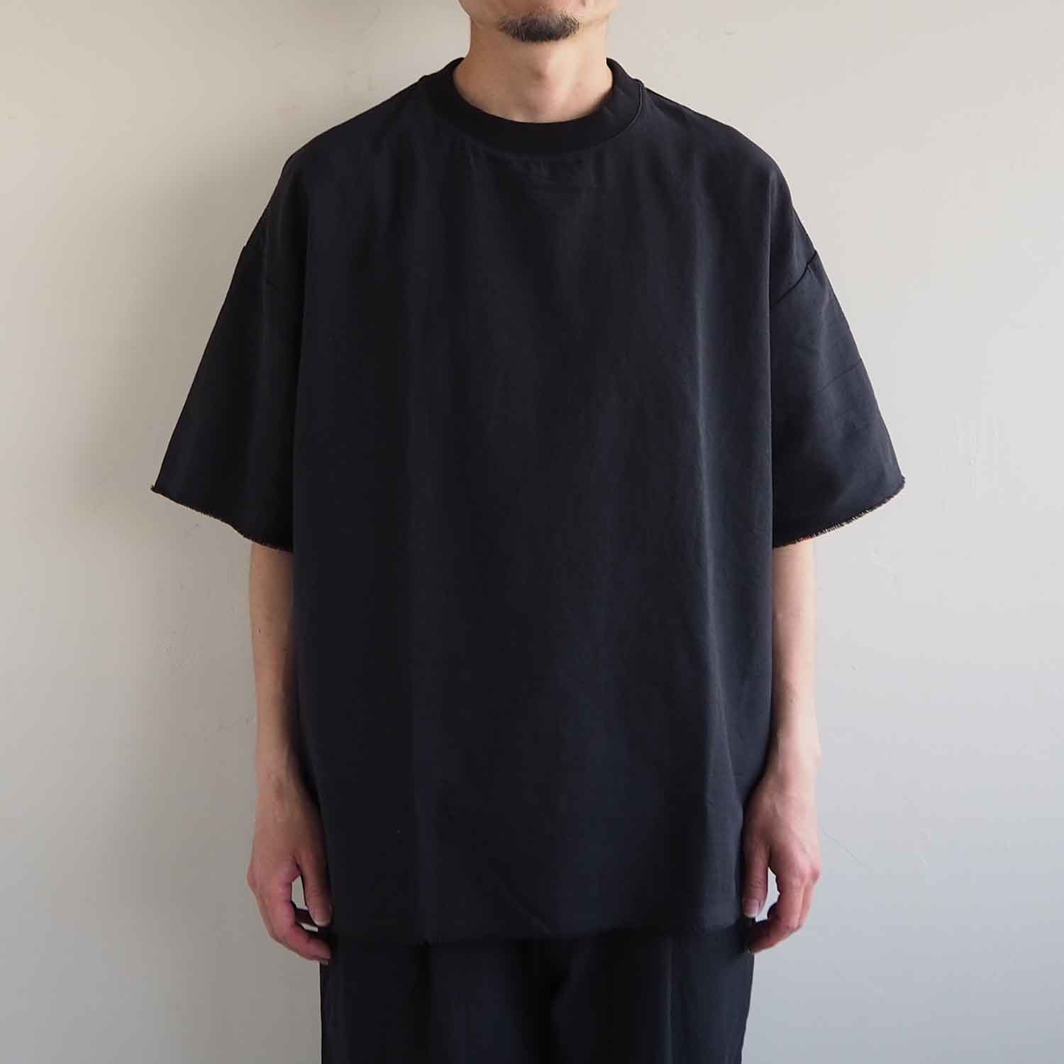 THING FABRICS シングファブリックス TF T- shirt (FRESCA Broad for Towel loom) オーバーシルエットハーフスリーブTシャツ ブラック