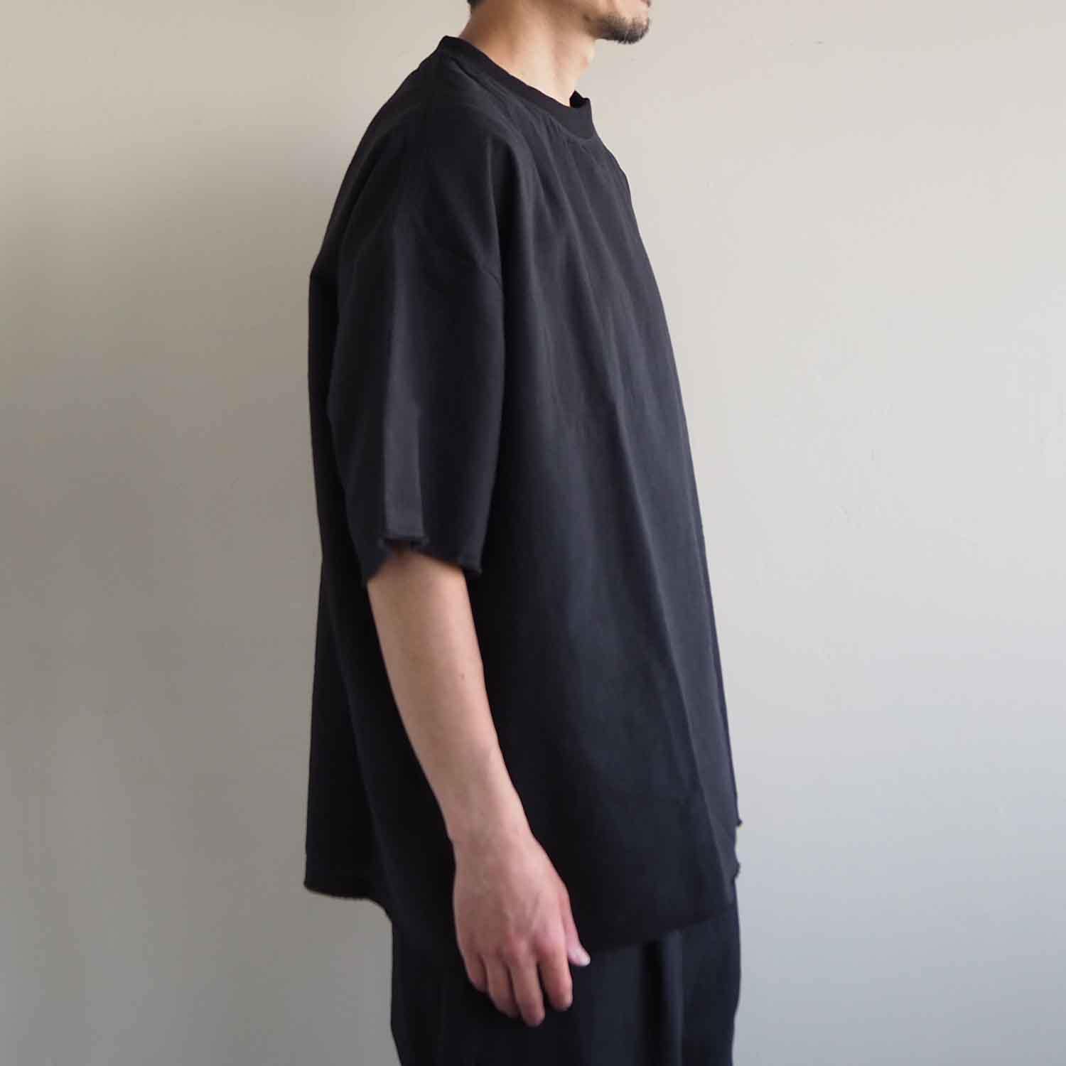 THING FABRICS シングファブリックス TF T- shirt (FRESCA Broad for Towel loom) オーバーシルエットハーフスリーブTシャツ ブラック