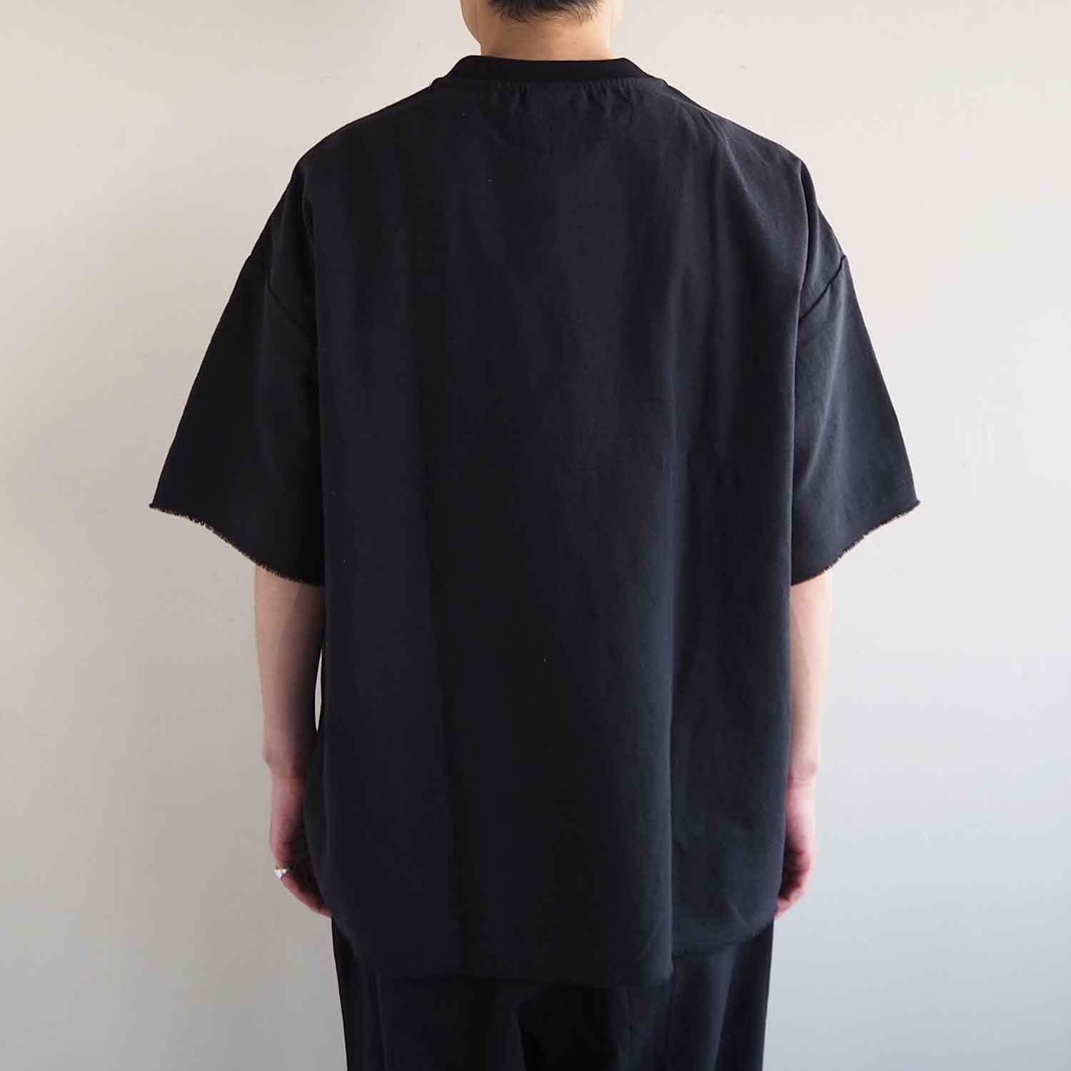THING FABRICS シングファブリックス TF T- shirt (FRESCA Broad for Towel loom) オーバーシルエットハーフスリーブTシャツ ブラック