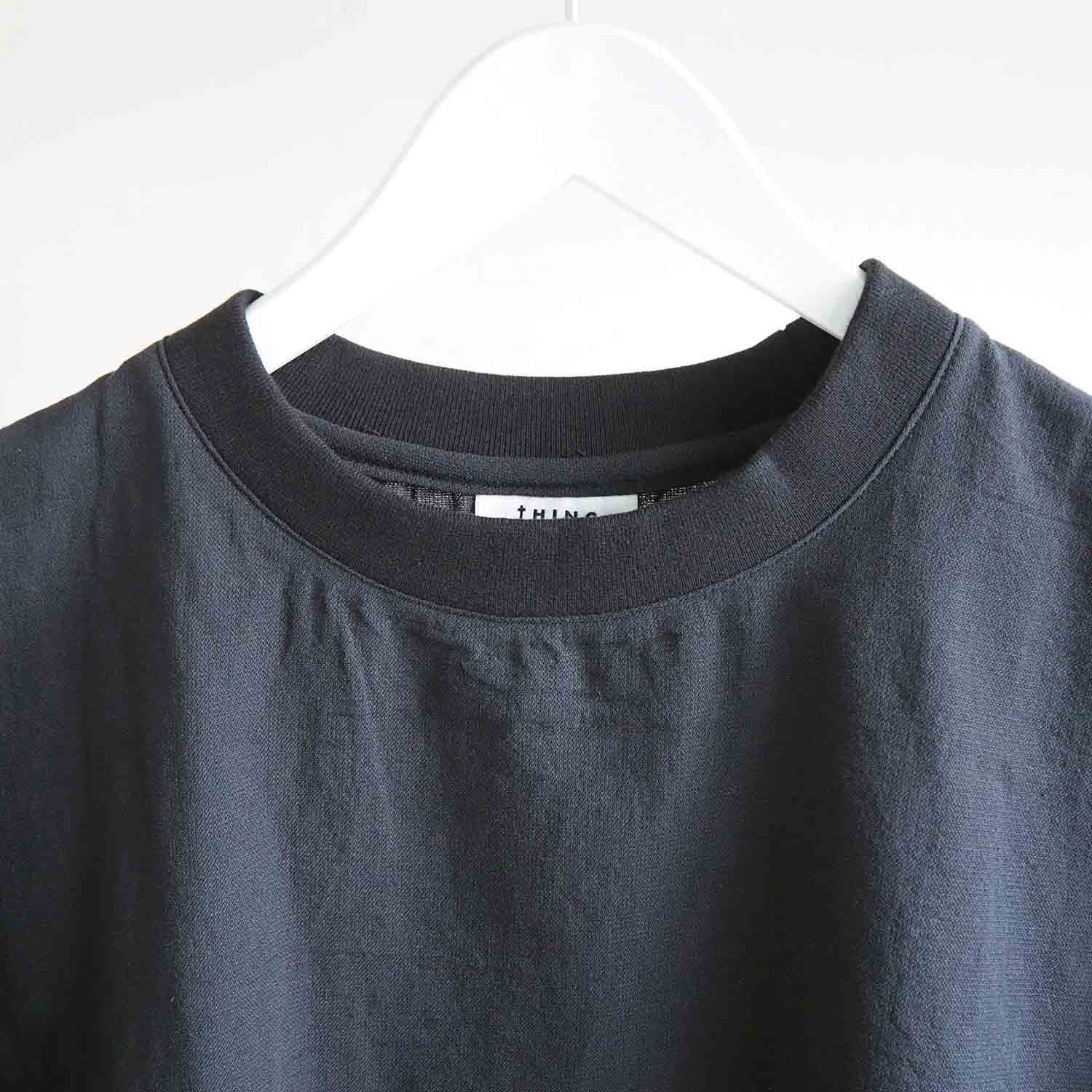 THING FABRICS シングファブリックス TF T- shirt (FRESCA Broad for Towel loom) オーバーシルエットハーフスリーブTシャツ ブラック