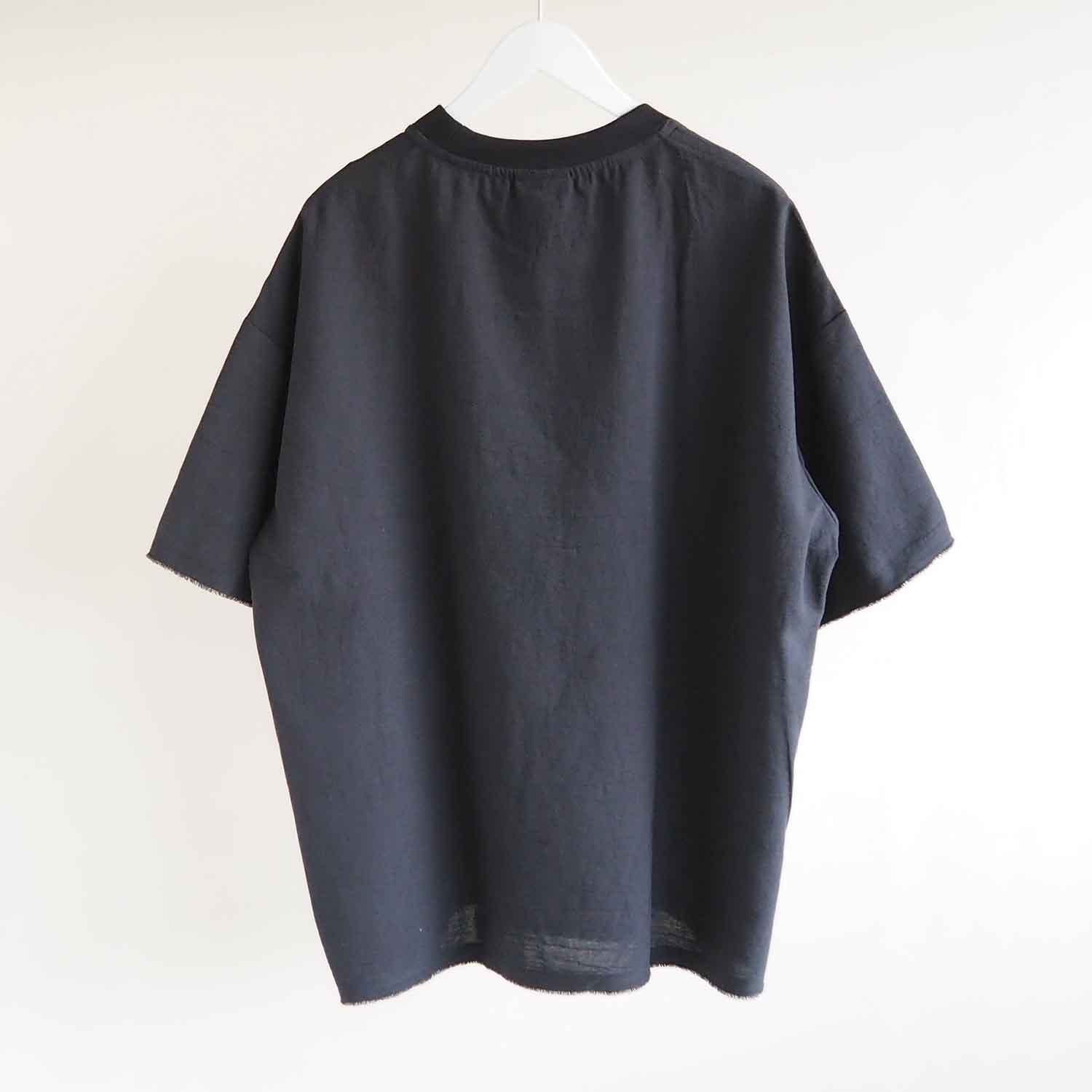 THING FABRICS シングファブリックス TF T- shirt (FRESCA Broad for Towel loom) オーバーシルエットハーフスリーブTシャツ ブラック