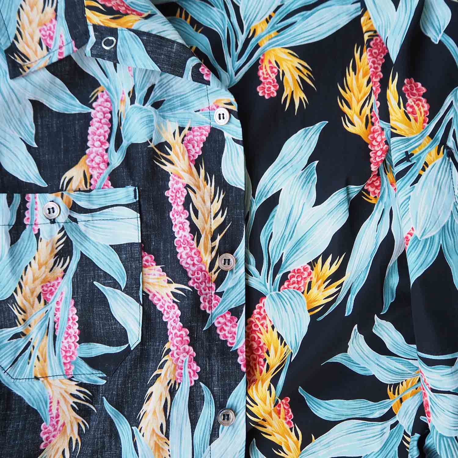 melple メイプル Kaimana S/S Shirts リバースプリントアロハシャツ Balck
