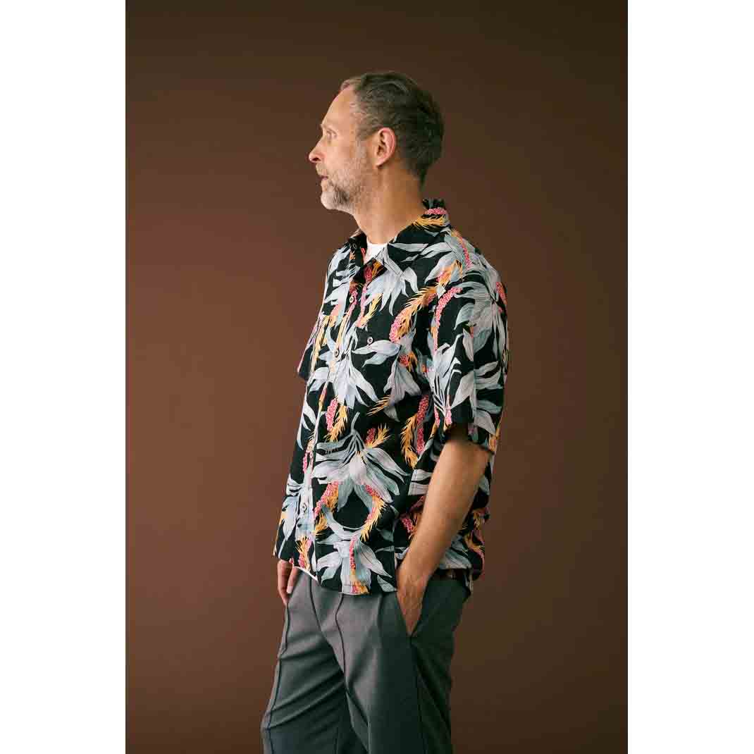melple メイプル Kaimana S/S Shirts リバースプリントアロハシャツ Balck