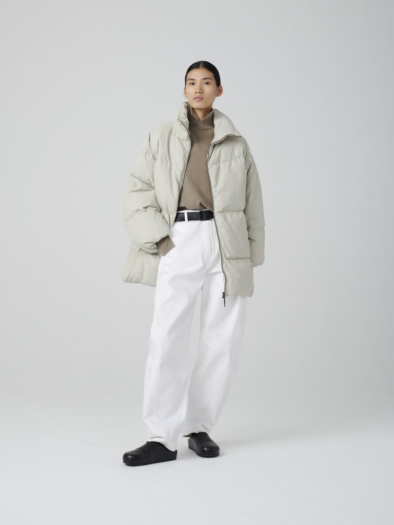 STUDIO NICHOLSON スタジオニコルソン WOMENS ウィメンズ BASEL ECODOWN TECH COTTON SHORT PADDED JACKET エコダウンパデッドジャケット STONE ストーン