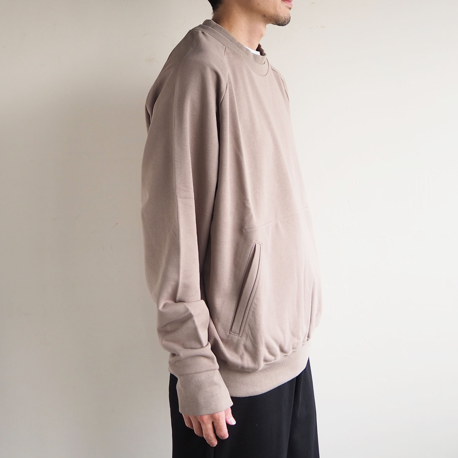 no. ナンバー DOUBLE CREW NECK SWEAT ダブルクルーネックスウェット ベージュ