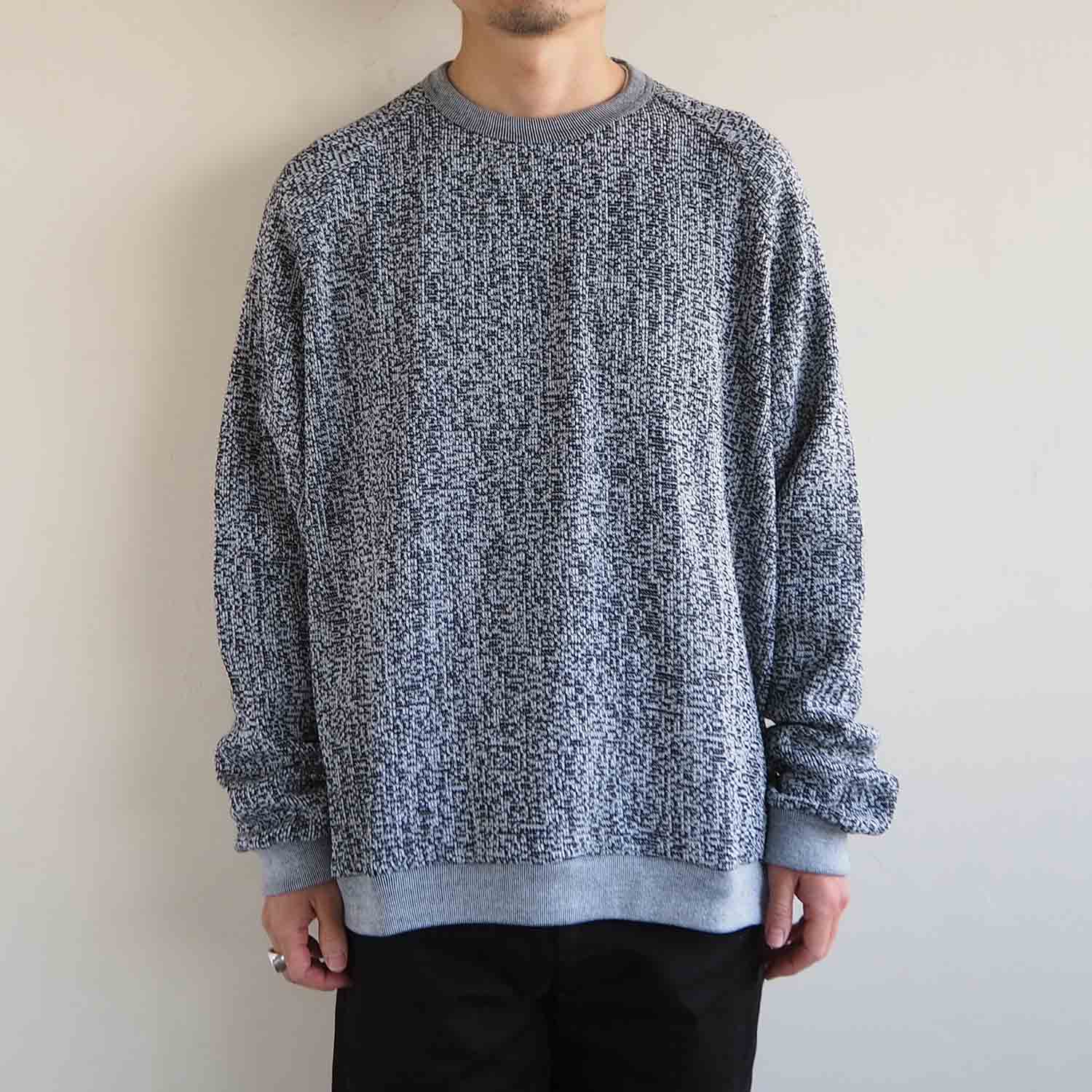 KIIT キート RUSSEL MESH WIDE SLEEVE SWEAT SHIRT ラッセルメッシュワイドスリーブスウェットシャツ ホワイト×ブラック