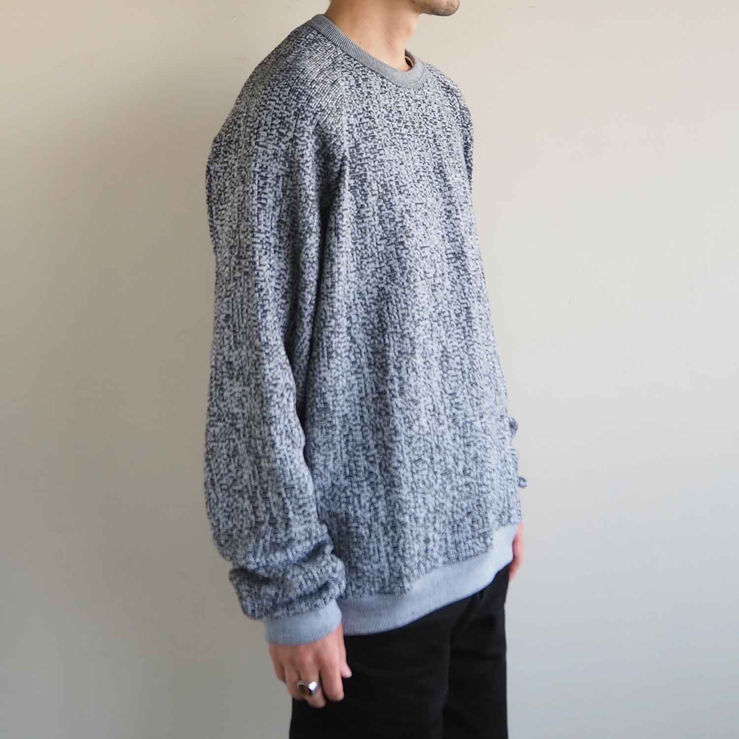 KIIT キート RUSSEL MESH WIDE SLEEVE SWEAT SHIRT ラッセルメッシュワイドスリーブスウェットシャツ ホワイト×ブラック