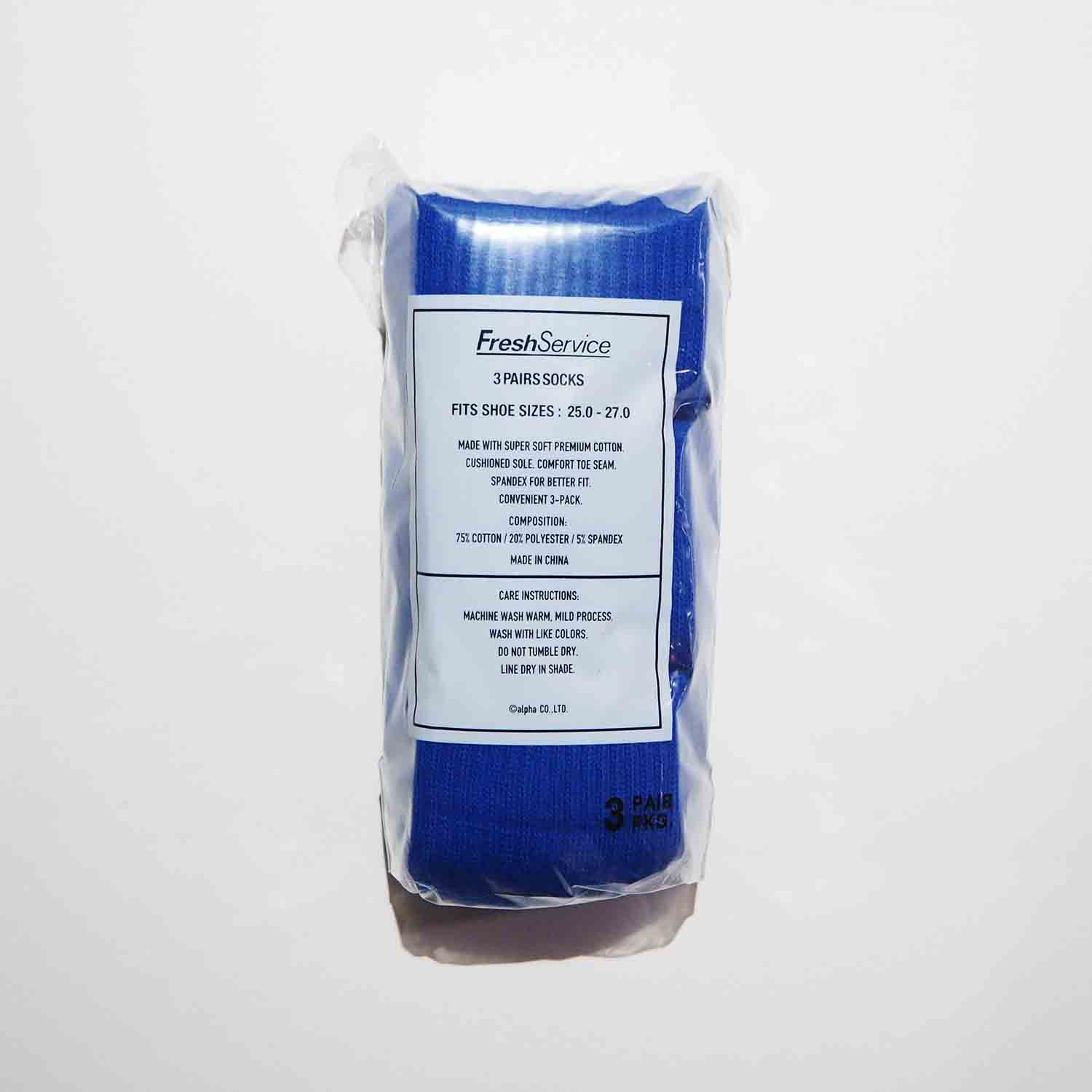 FreshService フレッシュサービス ORIGINAL 3-PACK SOCKS ３パックソックス ROYAL BLUE ロイヤルブルー