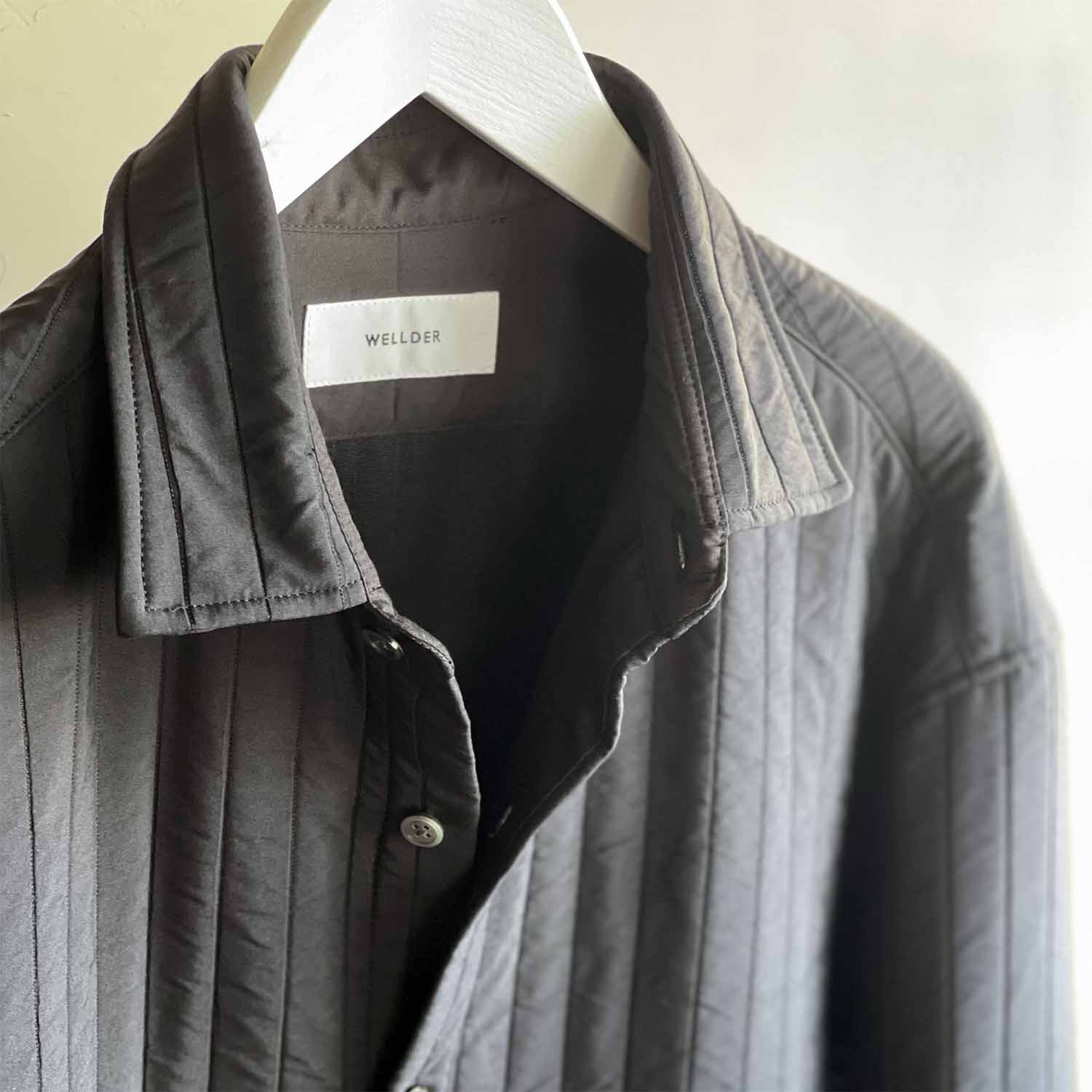 WELLDER ウェルダー Quilting Over Size Shirt キルティングオーバーサイズシャツ ブラック