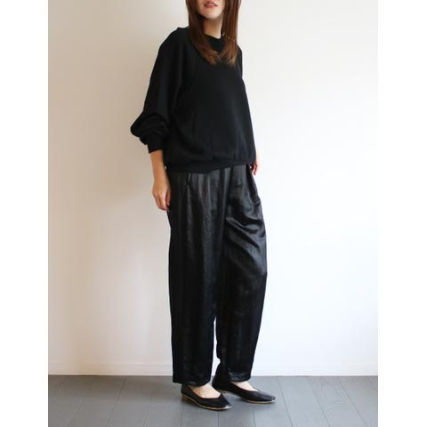 FANTASTICDAYS WOMENS ファンタスティックデイズ ウィメンズ HEMDARTSWIDE サテンイージーパンツ ブラック