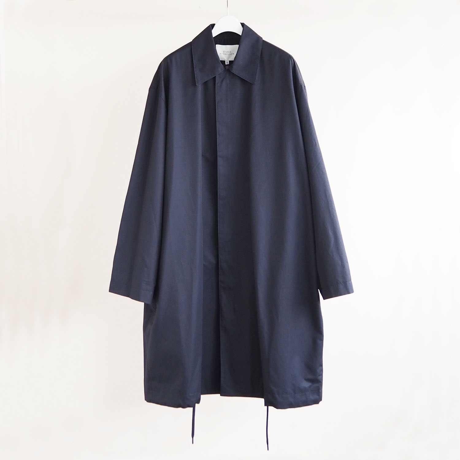 STUDIO NICHOLSON スタジオニコルソン MENS メンズ DRIVE Coated Cotton Mix Modern Car Coat ステンカラーカーコート DARK NAVY ダークネイビー
