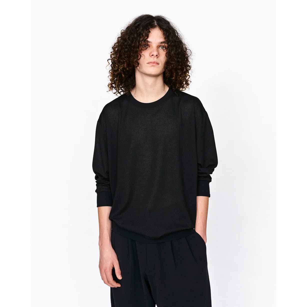 THINKWOOL シンクウール MESH LONG SLEEVE RIB SHIRTS メッシュLS リブシャツ BLACK