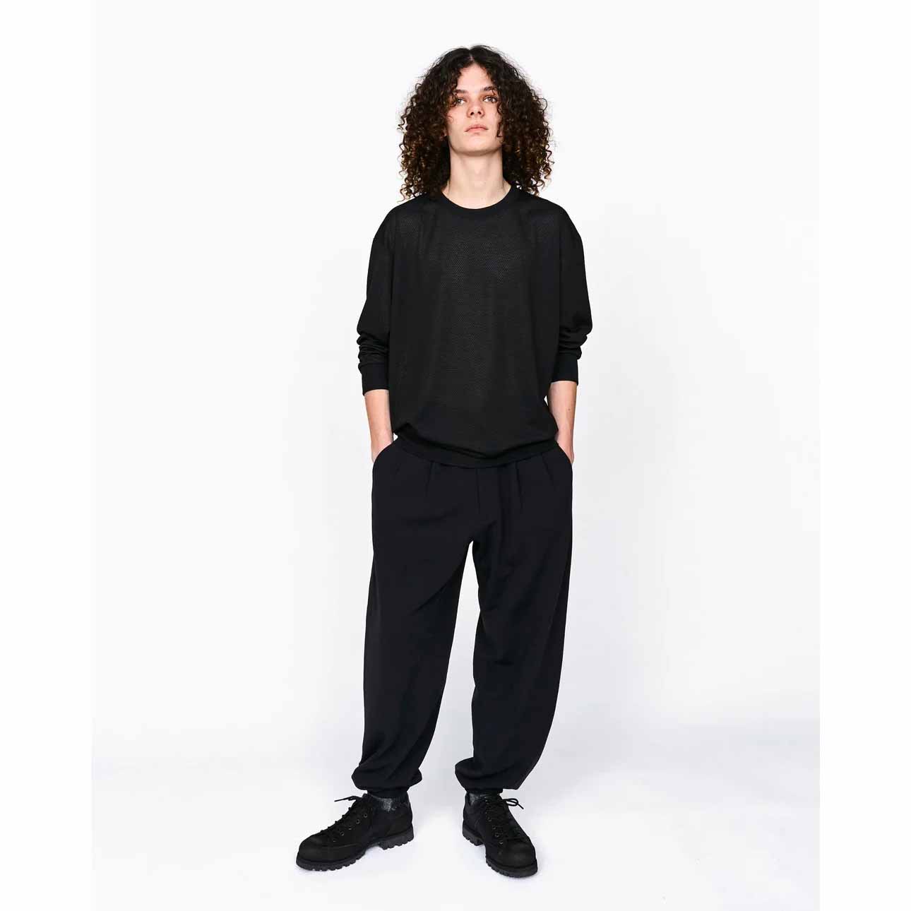 THINKWOOL シンクウール MESH LONG SLEEVE RIB SHIRTS メッシュLS リブシャツ BLACK