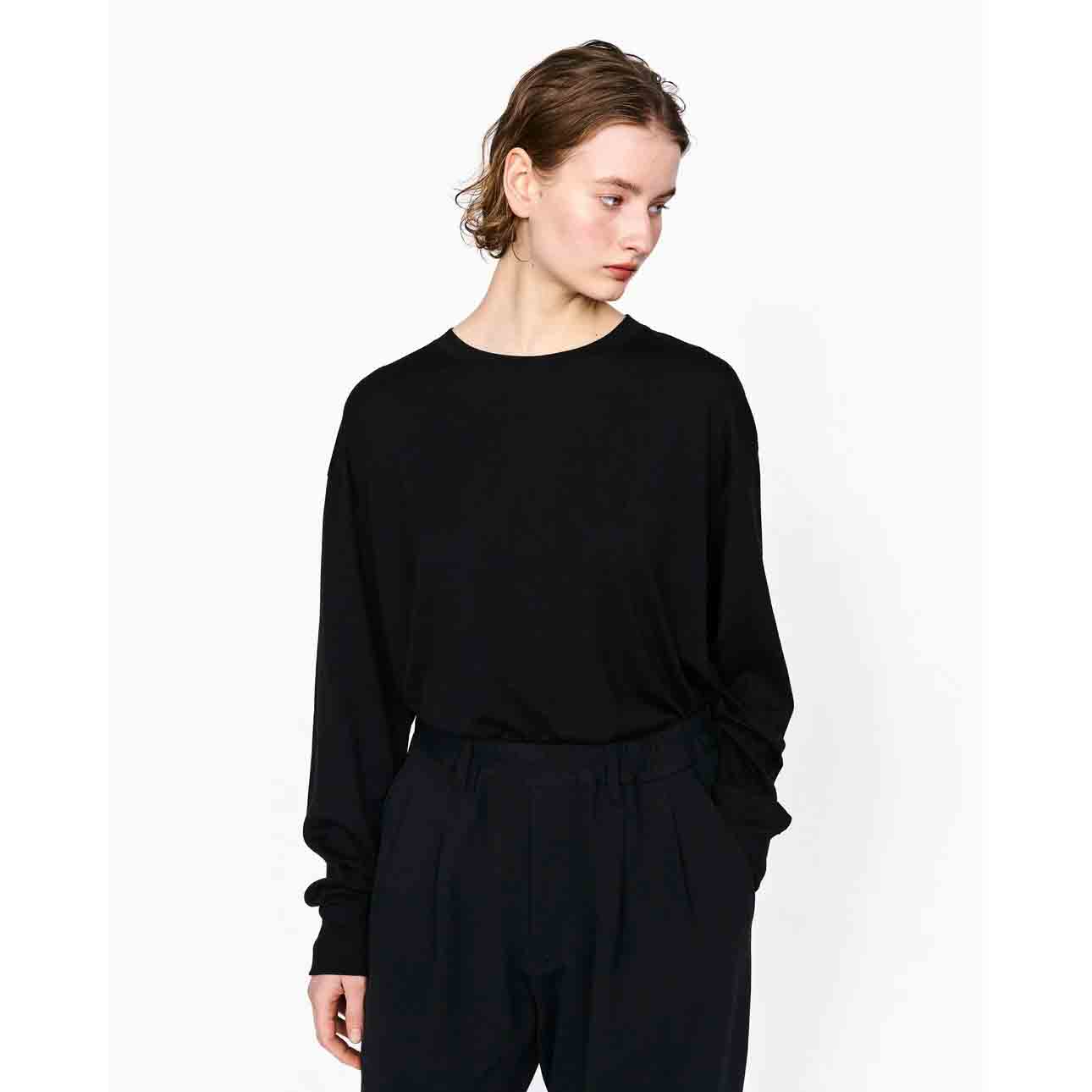 THINKWOOL シンクウール MESH LONG SLEEVE RIB SHIRTS メッシュLS リブシャツ BLACK