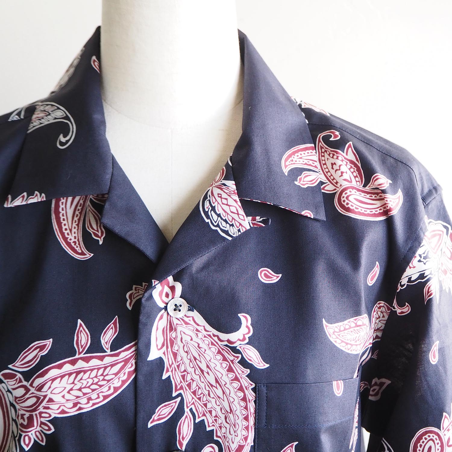 WELLDER ウェルダー WOMENS ウィメンズ Short Sleeve Open Collar Shirt ペイズリー柄オープンカラーシャツ ネイビー