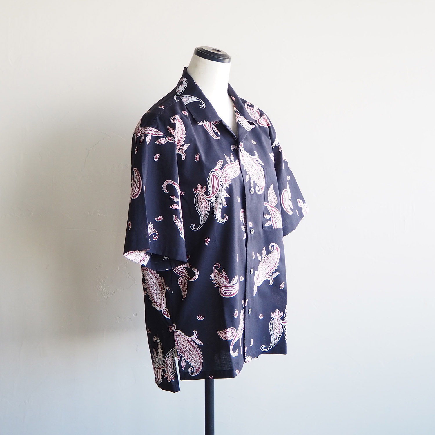 WELLDER ウェルダー WOMENS ウィメンズ Short Sleeve Open Collar Shirt ペイズリー柄オープンカラーシャツ ネイビー