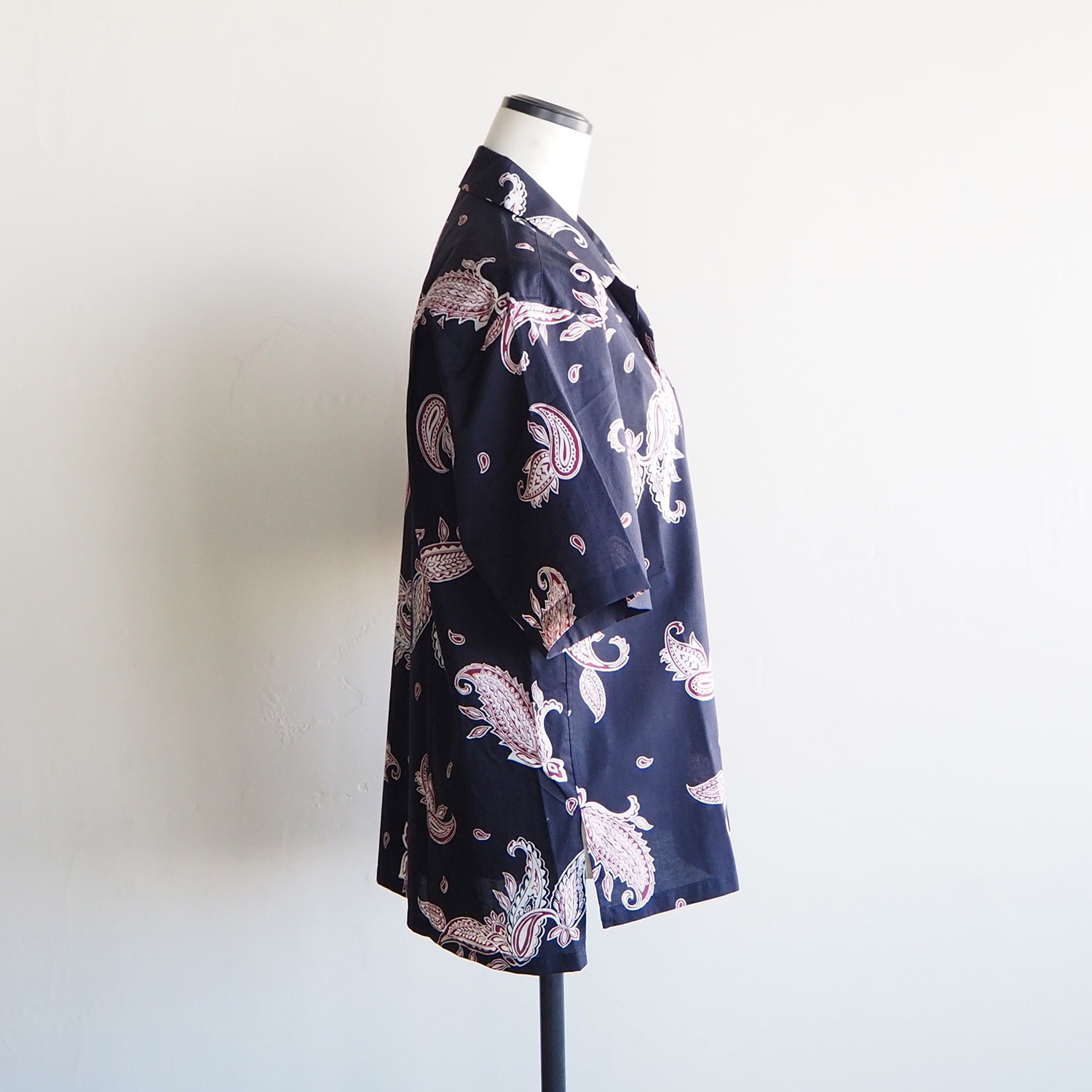 WELLDER ウェルダー WOMENS ウィメンズ Short Sleeve Open Collar Shirt ペイズリー柄オープンカラーシャツ ネイビー