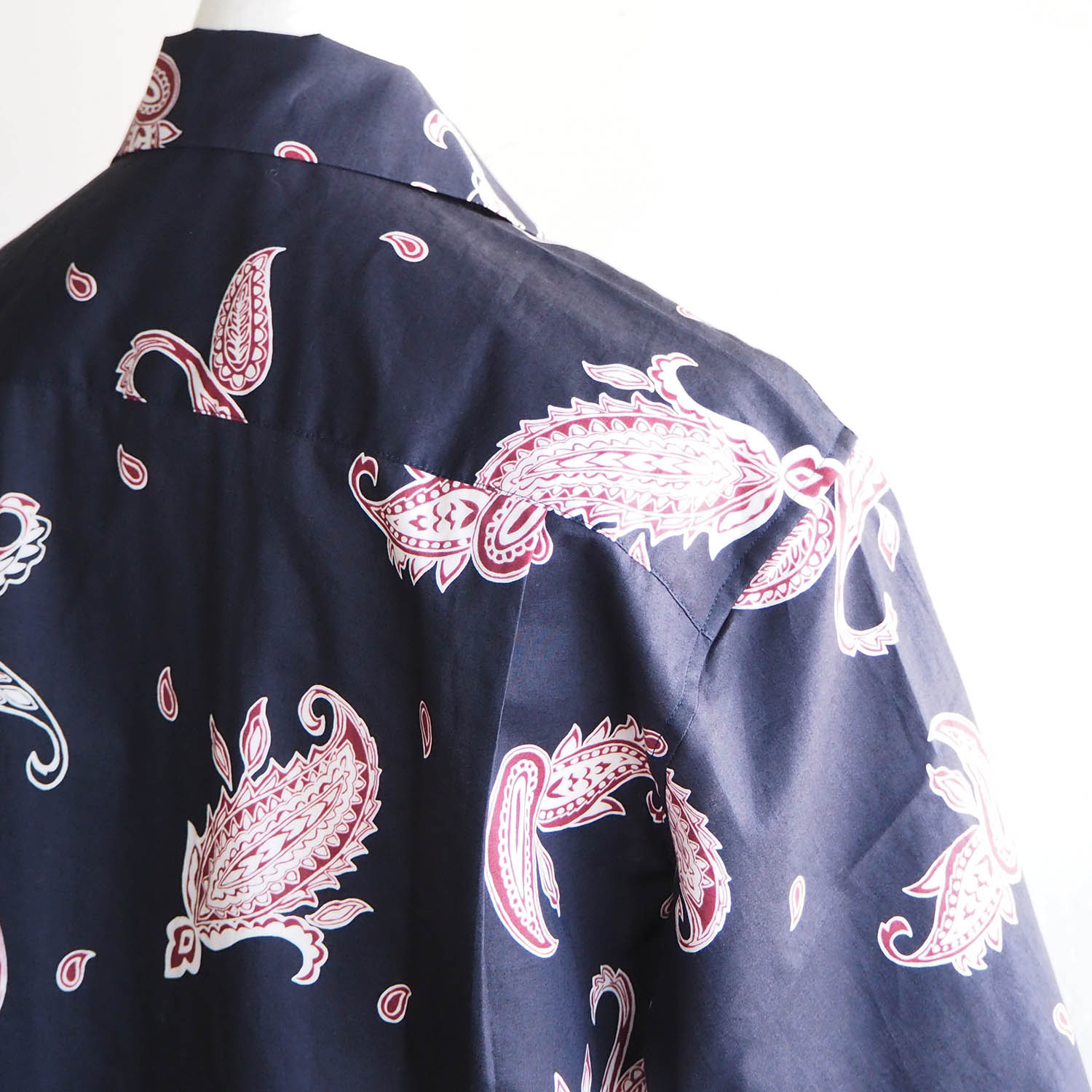 WELLDER ウェルダー WOMENS ウィメンズ Short Sleeve Open Collar Shirt ペイズリー柄オープンカラーシャツ ネイビー
