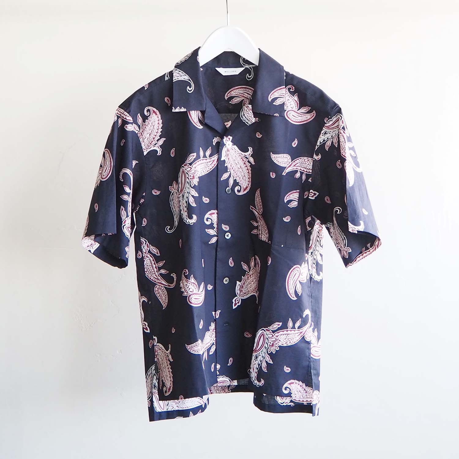 WELLDER ウェルダー WOMENS ウィメンズ Short Sleeve Open Collar Shirt ペイズリー柄オープンカラーシャツ ネイビー