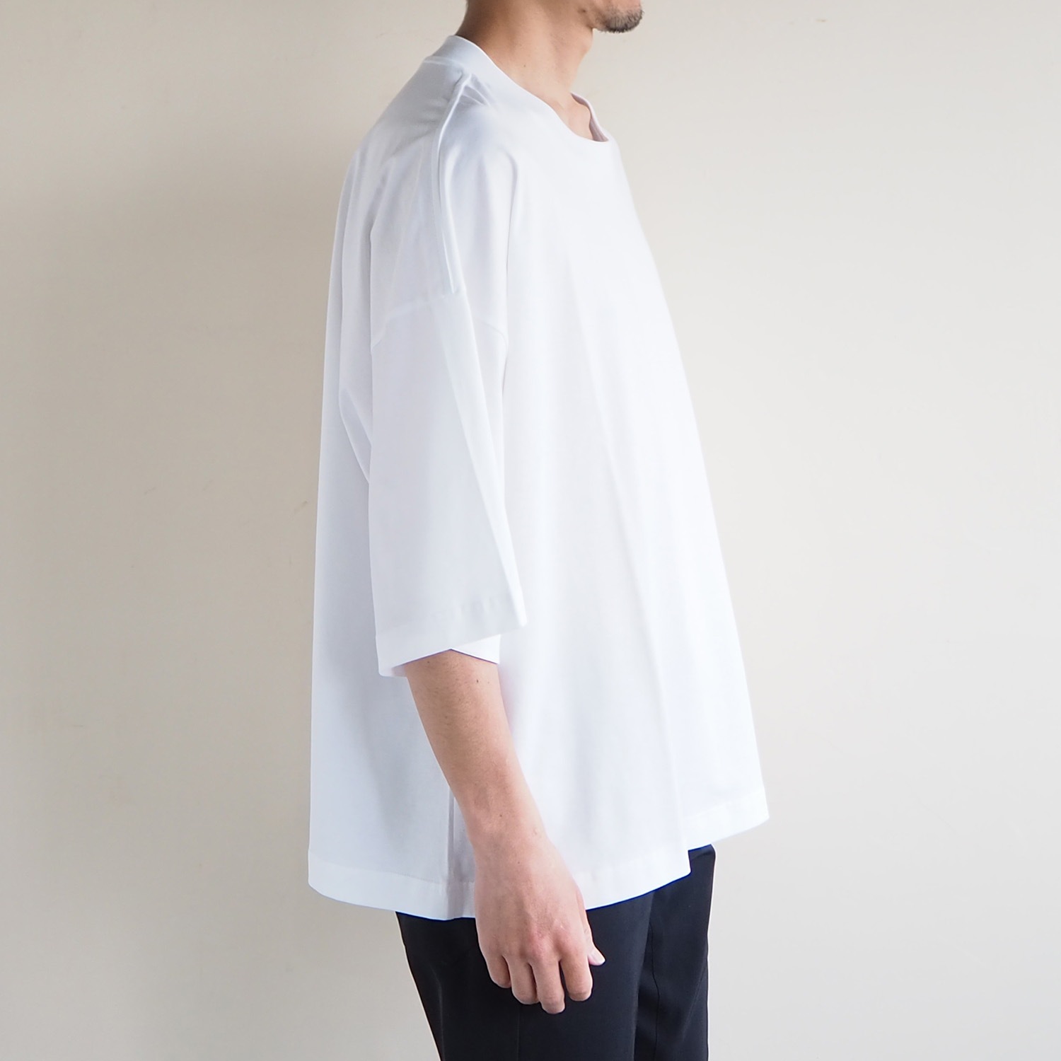 【関税込み】Studio Nicholson オフホワイト Piu Tシャツ Piu T-shirt in Optic White | Oversized T-Shirt | Studio