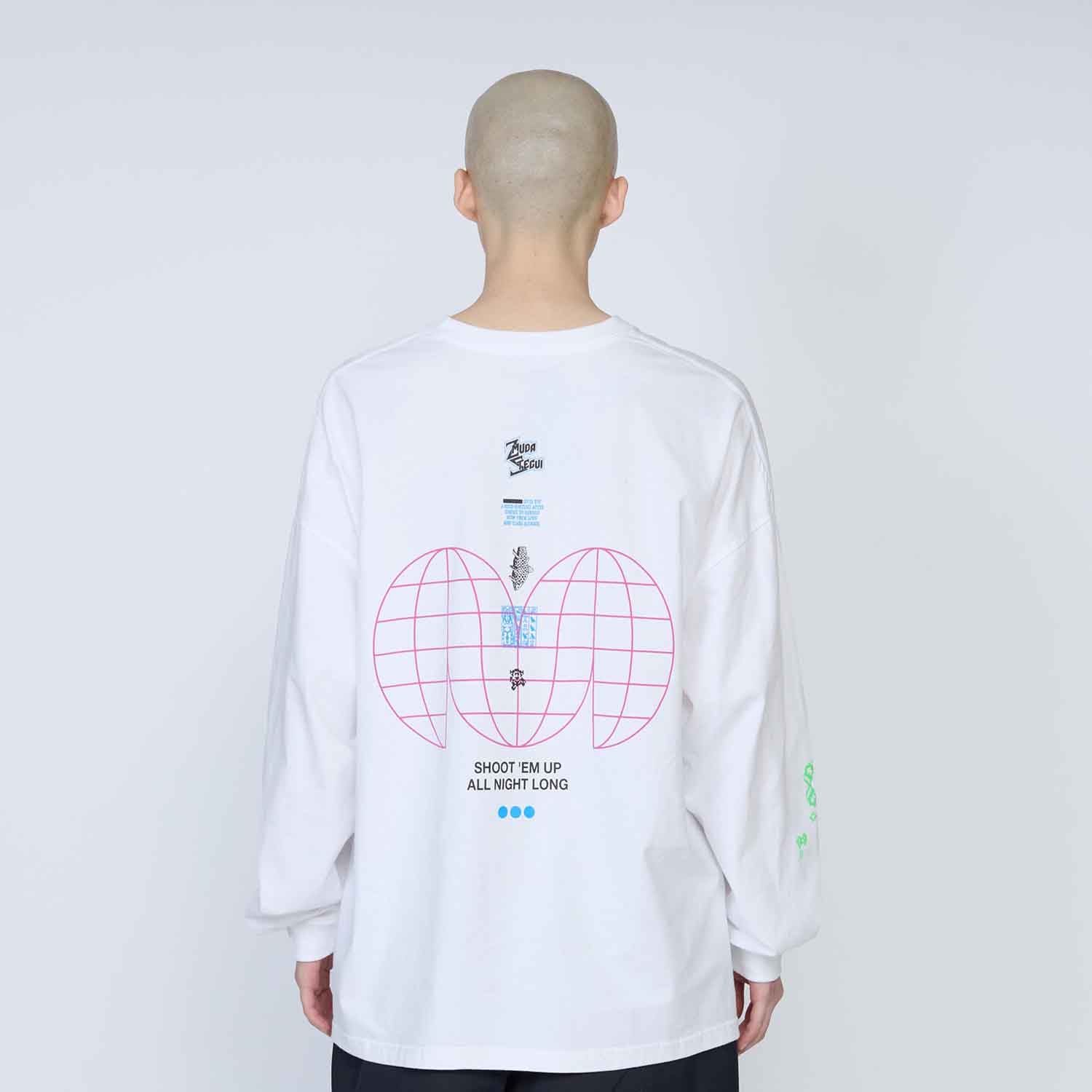 Untrace 長袖シャツ ホワイト UNTRACE アントレース _213 グラフィックプリントロングスリーブ