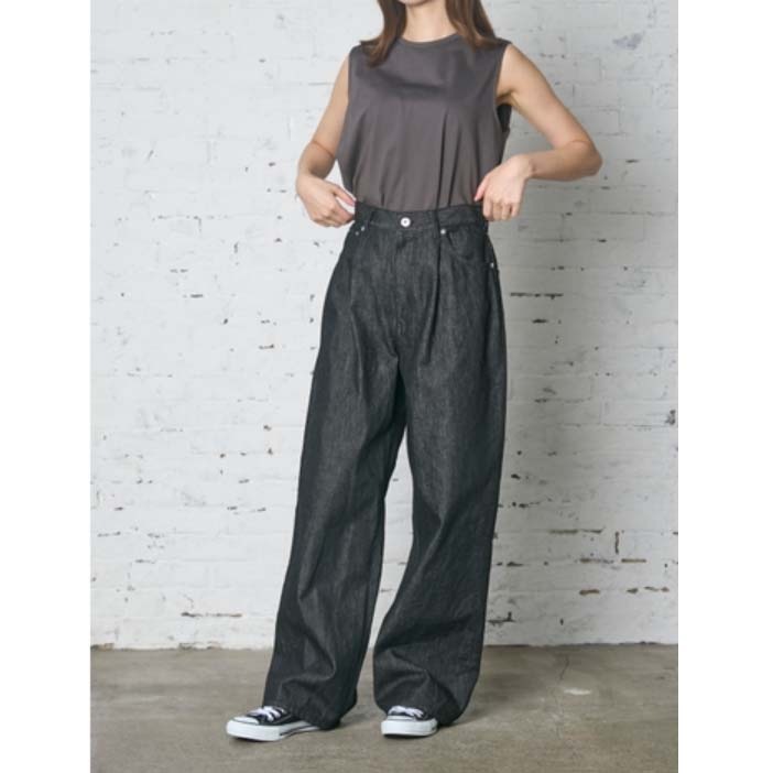 FANTASTICDAYS WOMENS ファンタスティックデイズ ウィメンズ 1PDENIM デニムワイドパンツ ブラックデニム