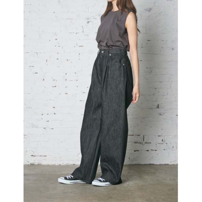 FANTASTICDAYS WOMENS ファンタスティックデイズ ウィメンズ 1PDENIM デニムワイドパンツ ブラックデニム