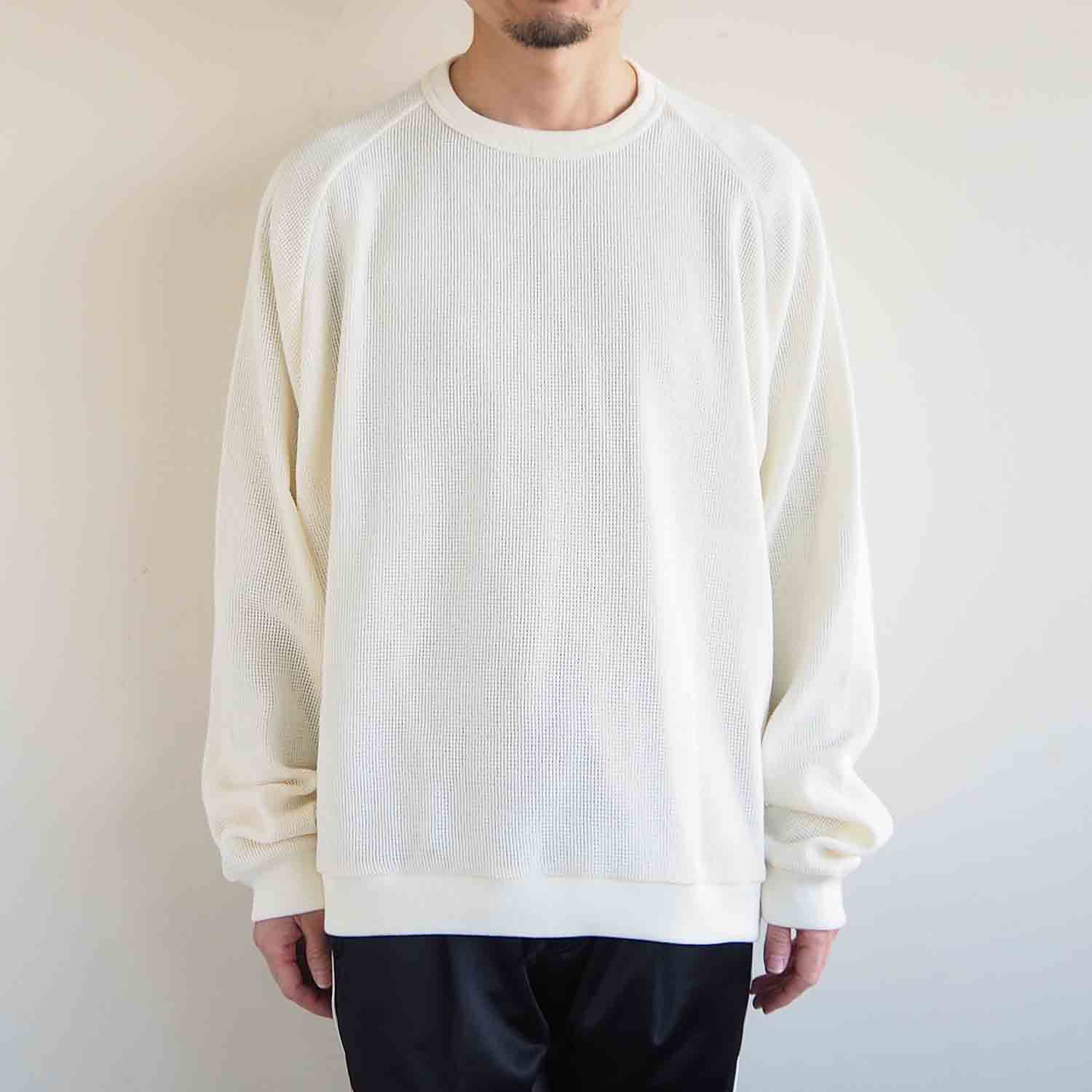 KIIT キート RUSSEL MESH WIDE SLEEVE SWEAT SHIRT ラッセルメッシュワイドスリーブスウェットシャツ アイボリー