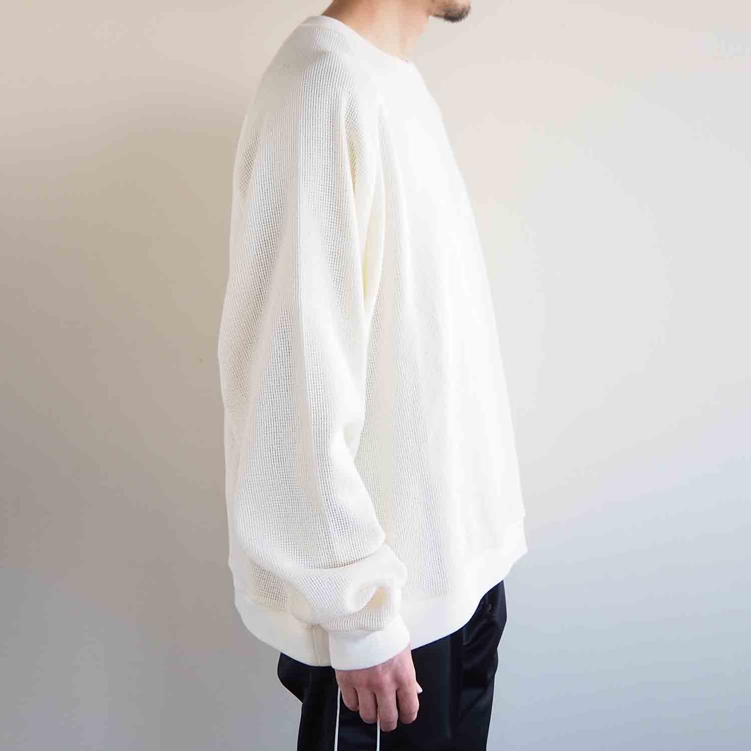 KIIT キート RUSSEL MESH WIDE SLEEVE SWEAT SHIRT ラッセルメッシュワイドスリーブスウェットシャツ アイボリー
