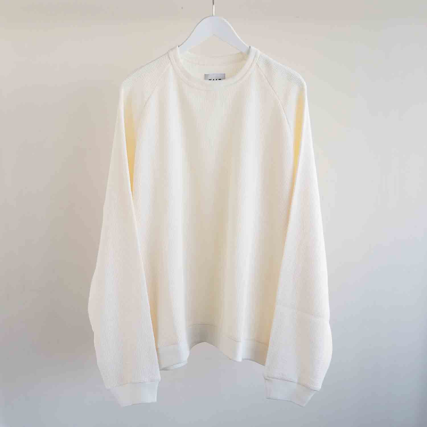 KIIT キート RUSSEL MESH WIDE SLEEVE SWEAT SHIRT ラッセルメッシュワイドスリーブスウェットシャツ アイボリー