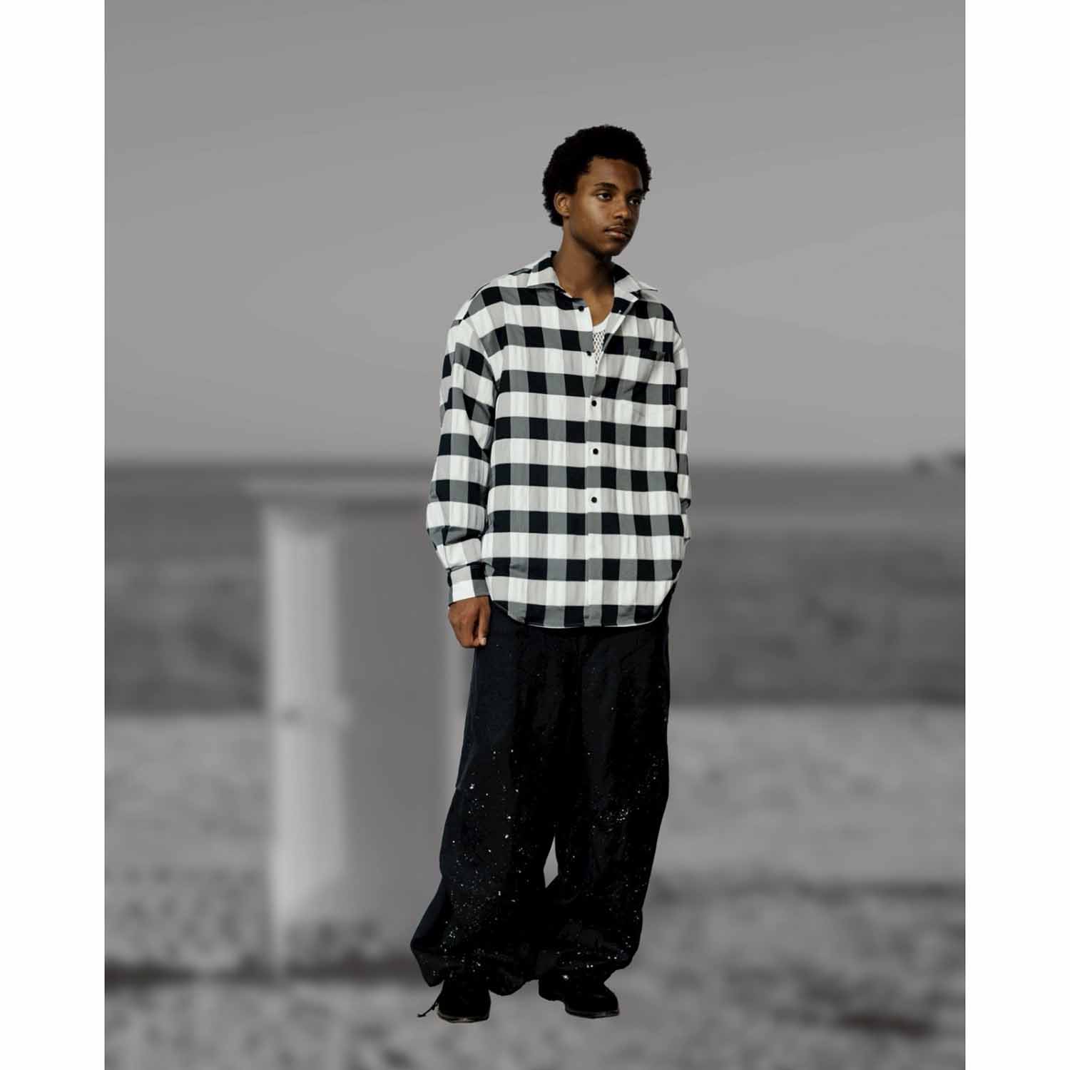 WELLDER ウェルダー Hemp Painting Over Pants ヘンプペインティングオーバーパンツ BLACK