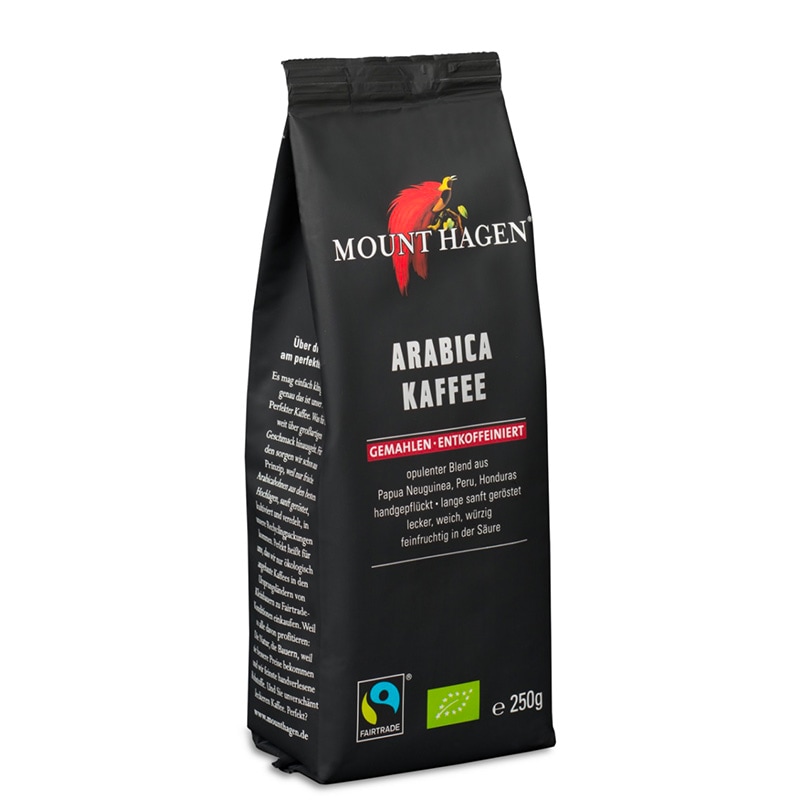 【オーガニック】【デカフェ】オーガニック(有機)&カフェインフリー(抜き)のコーヒー MOUNT HAGEN(マウントハーゲン) オーガニック ロースト＆グラウンド レギュラーコーヒー カフェインレス(250g)
