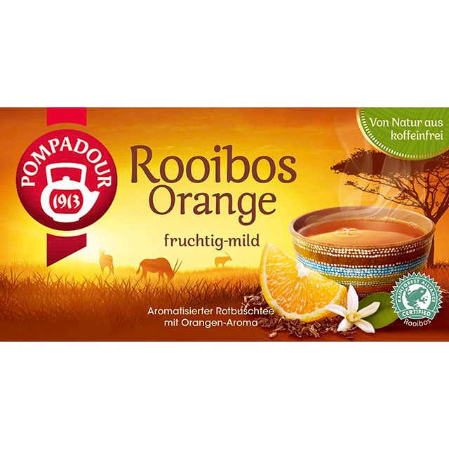 【ノンカフェイン】日本で最も愛されているハーブティーブランド POMPADOUR（ポンパドール）ルイボスティー スウィートオレンジ（20TB）