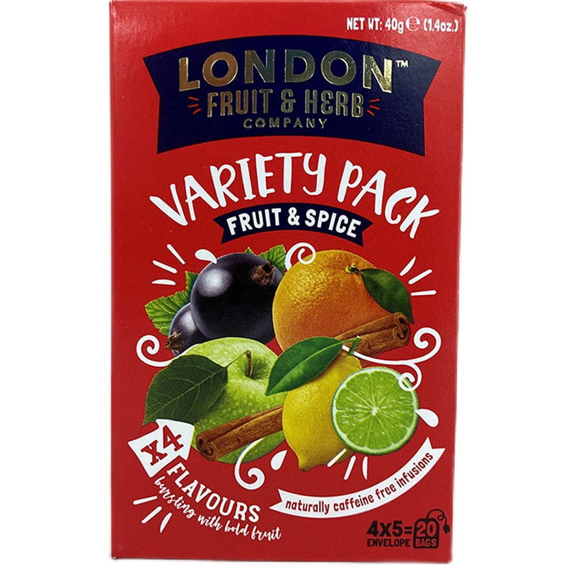 【ノンカフェイン】カフェインフリーのハーブティー LONDON FRUIT&HERB（ロンドン フルーツ&ハーブ）フルーツ＆スパイス・バラエティーパック（20袋）