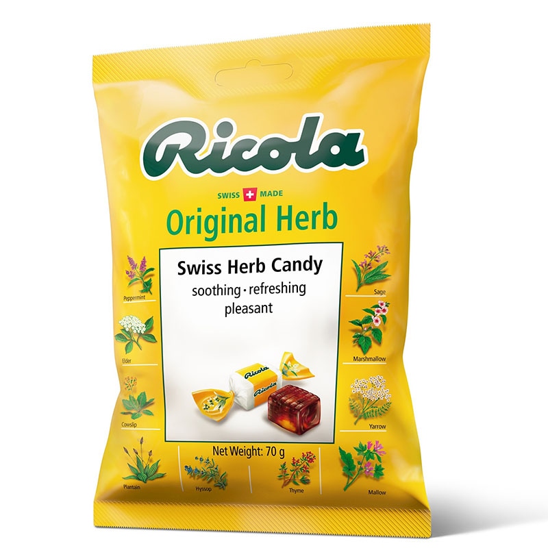 のどに優しいハーブキャンディ Ricola（リコラ）オリジナルハーブキャンディー（70g）