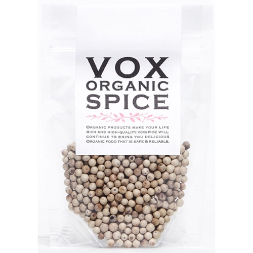 【オーガニック】ホンモノの味と品質 VOX SPICE（ヴォークススパイス）ホワイトペッパーホール（35g）