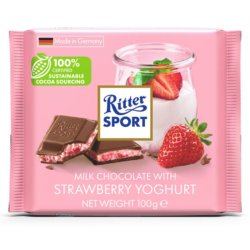 正方形のチョコレート Ritter SPORT（リッタースポーツ）ストロベリー