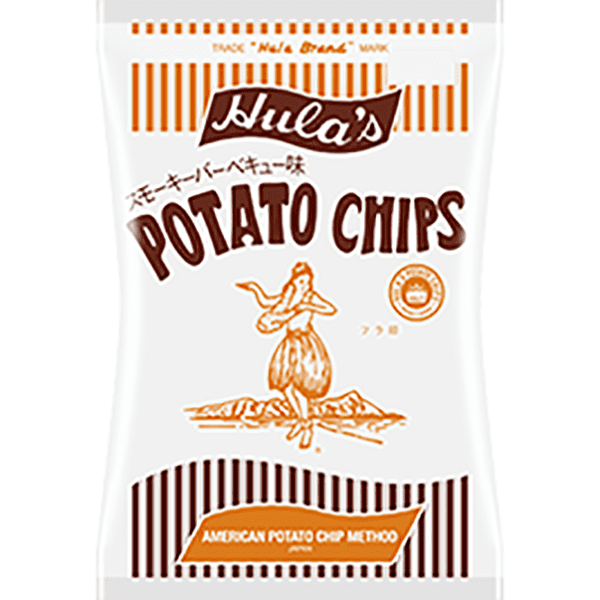 日本の老舗ポテトチップスブランド Hula's（フラ印）アメリカンチップス スモーキーBBQ（155g）