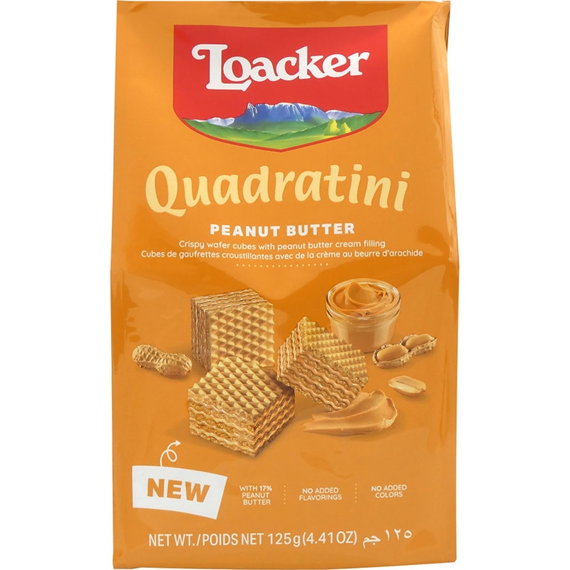イタリアNo.1ウエハースブランド Loacker（ロアカー）クワドラティーニ ピーナッツバター（125g）