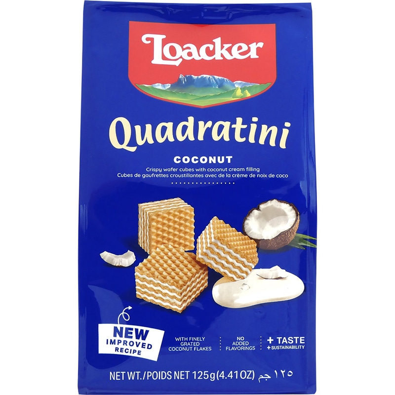 イタリアNo.1ウエハースブランド Loacker（ロアカー）クワドラティーニ ココナッツ（125g）