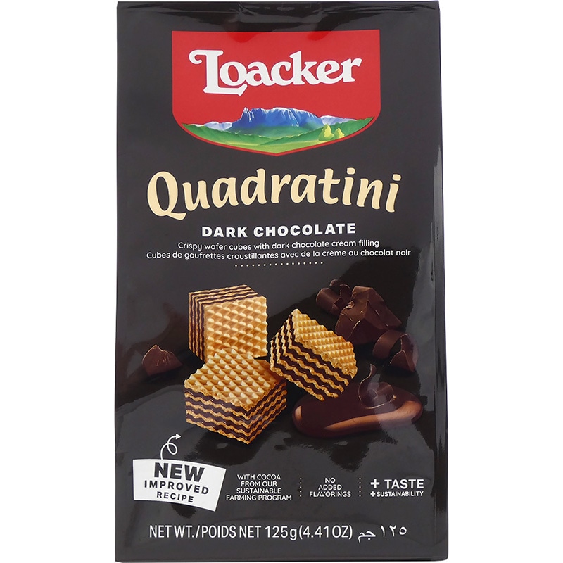 ☆イタリアNo.1ウエハースブランド Loacker（ロアカー）クワドラティーニ ダークチョコレート（125g）