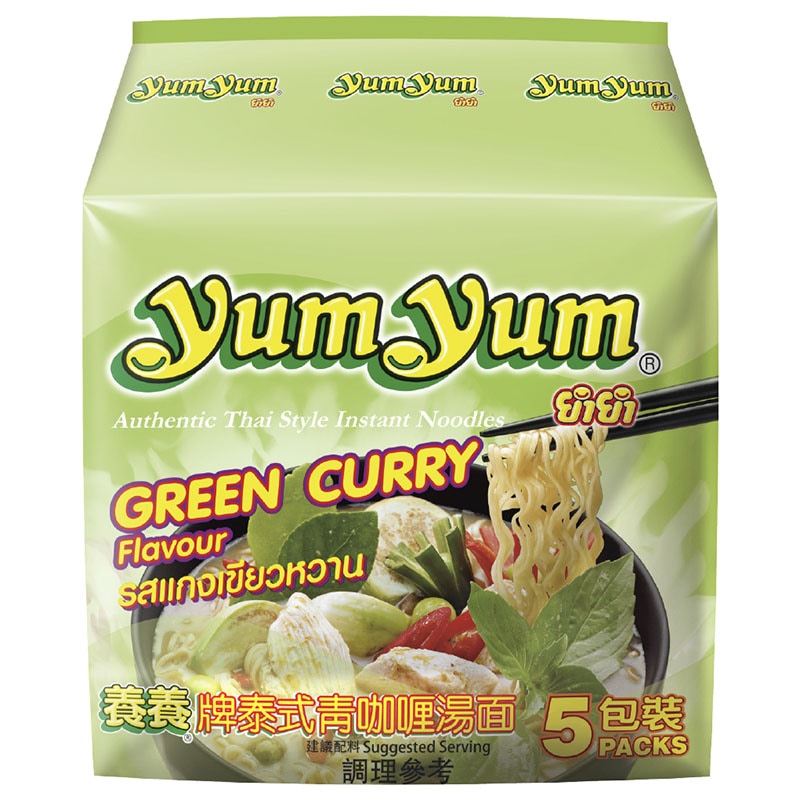 マイルドでコクのある味 yumyum（ヤムヤム）インスタントヌードル グリーンカレー味（70g×5P）
